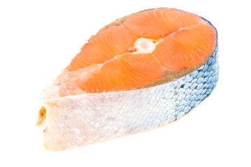 Salmon meat isolated on white background
