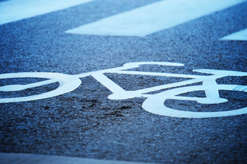 Fototapeta premium Close up of bike lane symbol