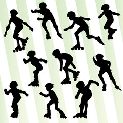 Kid roller skating vector background concept
