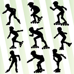 Kid roller skating vector background concept