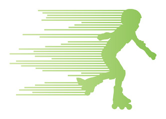 Roller skating silhouettes vector background winner concept