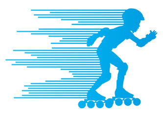 Roller skating silhouettes vector background winner concept