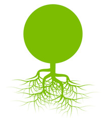 Green tree with roots background vector