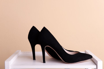 Black women shoes in room