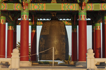 Fototapeta na wymiar Korean Bell of Friendship shown in San Pedro, City of Los Angeles, California.