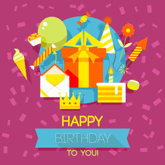 Birthday, anniversary, jubilee party invitation card, postcard