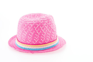 pink straw hat isolated on white background
