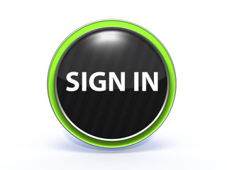 sign in circular icon on white background