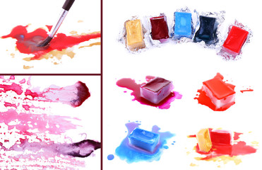 Collage of watercolor paints