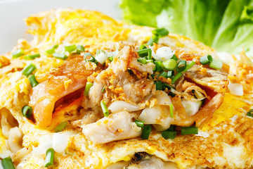 Stir fried fresh rice fat noodles with chicken and egg