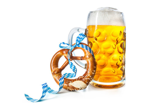 Bavarian beer mug with pretzel