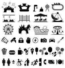 Naklejka premium Amusement park icons.