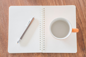 Simple wooden work table on top view
