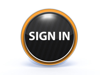 sign in circular icon on white background