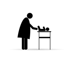 mother change baby vector silhouette