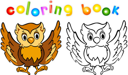 Funny cartoon owl coloring book
