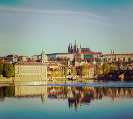 Fototapeta na wymiar View of Mala Strana and Prague castle over Vltava