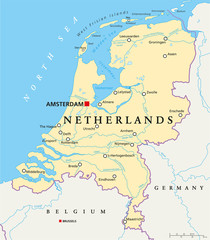 Fototapeta premium Polityczna mapa Holandii
