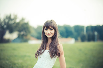 beautiful young woman with white dress