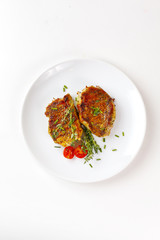 Fresh roasted pork meat steaks