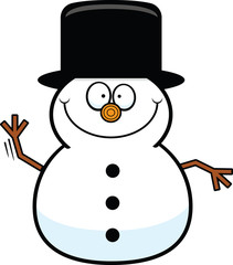 Cartoon Snowman Happy
