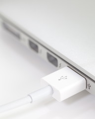 USB cable port attach on computer notebook