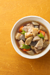 煮物　Cooking of simmered vegetable and chicken