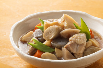 煮物　Cooking of simmered vegetable and chicken