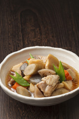 煮物　Cooking of simmered vegetable and chicken