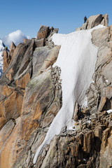 Climbers ascending to the Aiguille du Midi