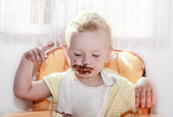 chocolate on face