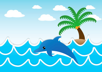 Fototapeta na wymiar Dolphin jumping in the sea