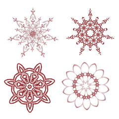 Set of red snowflakes holiday