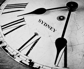 Sydney black and white clock face.
