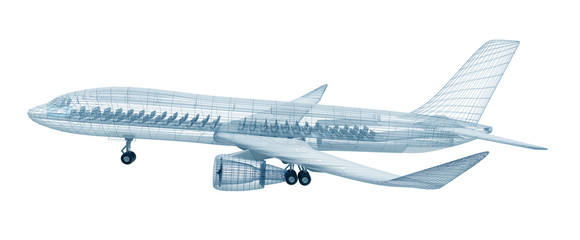 Airplane wire model , isolated on white. My own design © Alex Mit