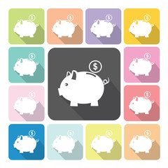 Piggy bank Icon color set vector illustration.