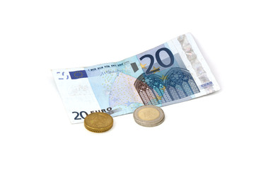 20 Euro mit Münzen