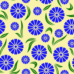 Blue flowers pattern seamless