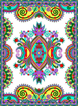 Ukrainian Oriental Floral Ornamental Carpet Design