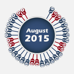 Vector calendar 2015 August template