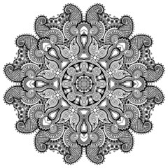 Circle lace ornament, round ornamental geometric doily pattern
