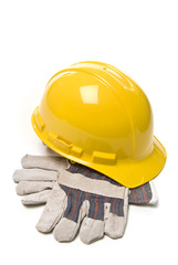 Hard Hat and Work Gloves