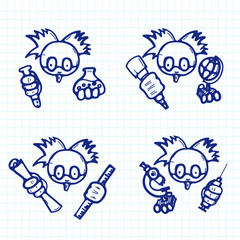 icons of scientists with tools