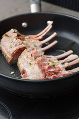 lamb chops on the pan