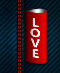 Naklejka premium jeans seam with red love label