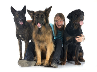 woman and dogs