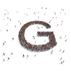 illustration of letter with people,isolated