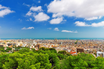 Fototapeta na wymiar Panorama on Barcelona city from Montjuic castle.Catalonia. Spain