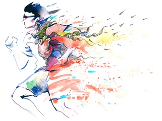 Photo sur Plexiglas Peintures course à pied sportive