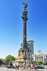 Fototapeta na wymiar BARCELONA, SPAIN - AUGUST 28: Monument of Columbus, Barcelona.
